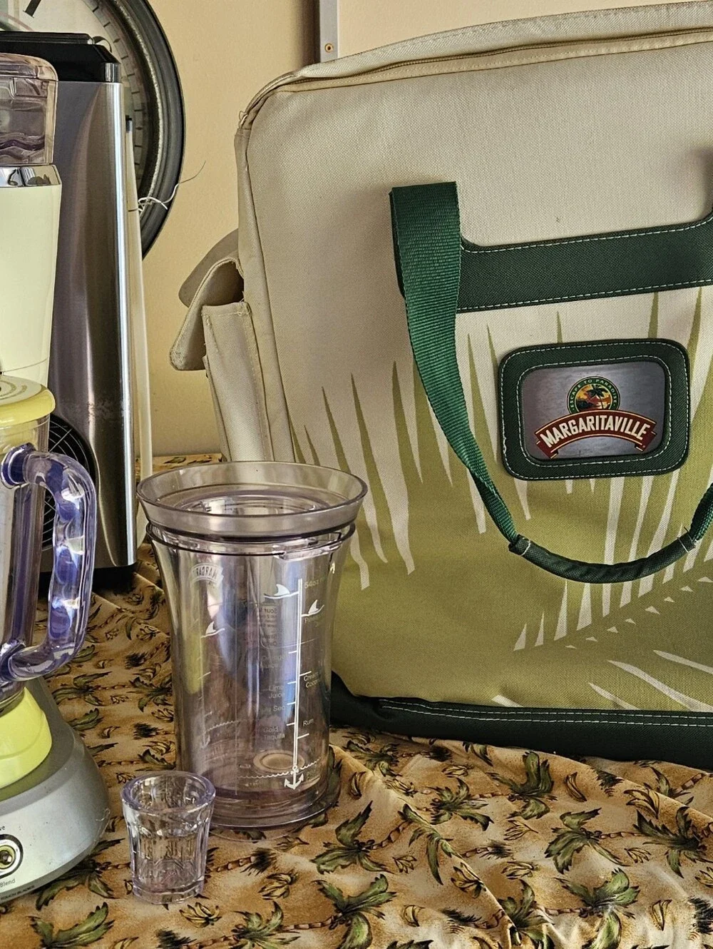 Margaritaville Lime Green and Beige Frozen Drink Maker Set with Cooler Bag